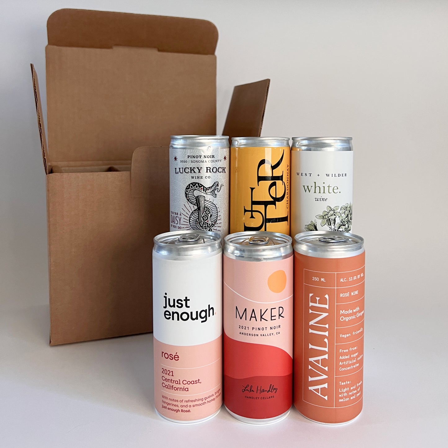 Box of non-alcoholic wine